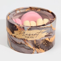 Коробка для макарун, кондитерская упаковка тубус с окном, &laquo;Мрамор&raquo; 12 х 12 х 5 см