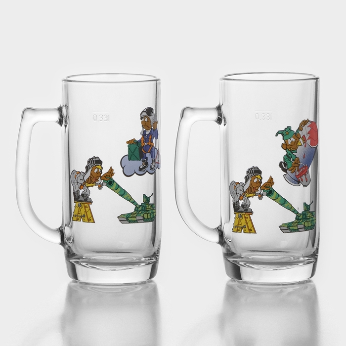 Набор пивных кружек &laquo;Приколисты&raquo;, 330 мл, в подарочной упаковке, 2 шт, рисунок МИКС