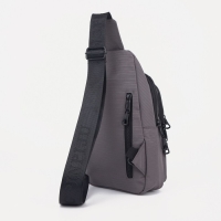 Сумка-слинг мужская из текстиля, отверстие для наушников, цвет серый Сумка-слинг мужская из текстиля, отверстие для наушников, цвет серый