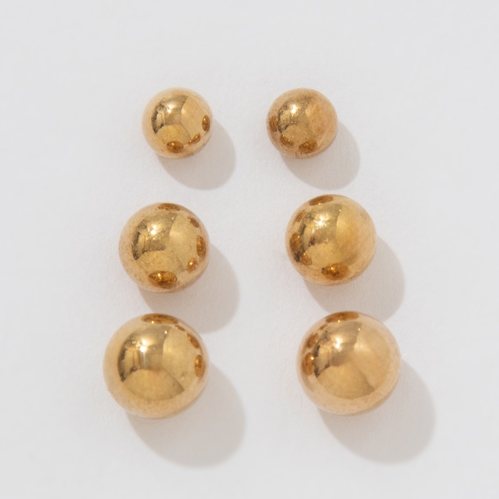 Пусеты в коробке 108 пар &laquo;Ассорти&raquo; бусины №3, 4, 5, цвет золото