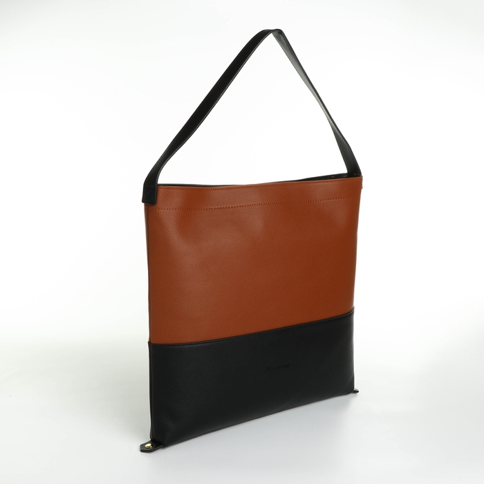 Сумка-мешок женская на молнии, цвет коричневый/чёрный Сумка-мешок женская на молнии, цвет коричневый/чёрный