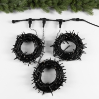 Гирлянда &laquo;Клип-лайт&raquo; 3 нити по 20 м, IP44, УМС, тёмная нить, 399 LED, свечение тёплое белое, мерцание, 24 В