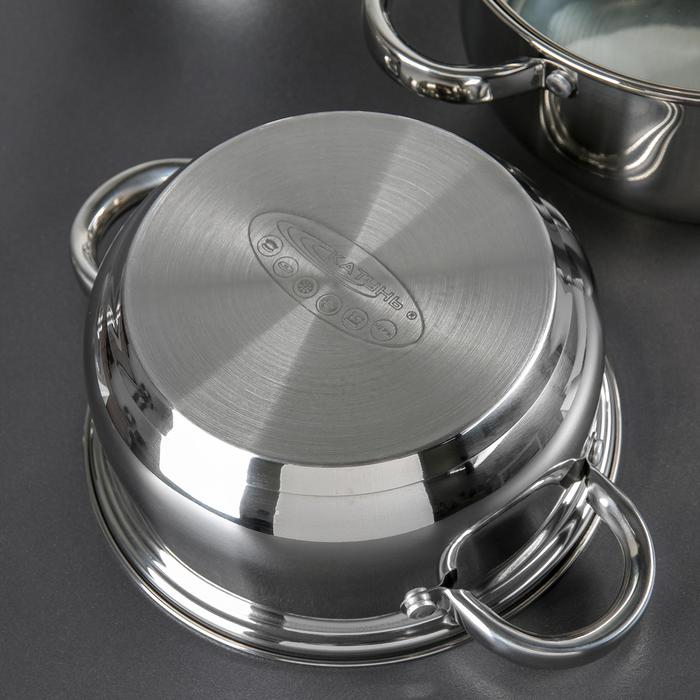 Набор кастрюль «Гретта», 3 предмета: 2,2 л, 3,2 л, 4,2 л, капсульное дно, индукция Набор кастрюль «Гретта», 3 предмета: 2,2 л, 3,2 л, 4,2 л, капсульное дно, индукция