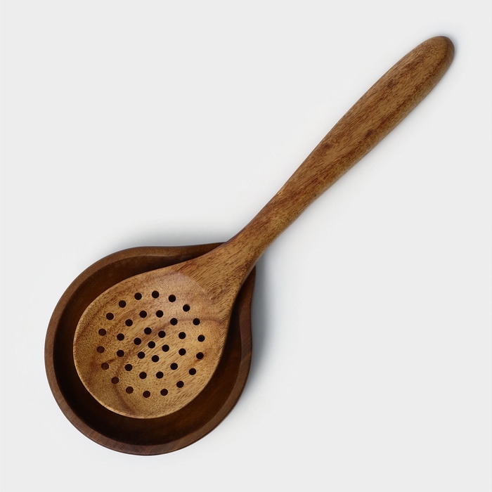 Подставка под ложку, 11,5&times;13,5&times;2,5 см, акация