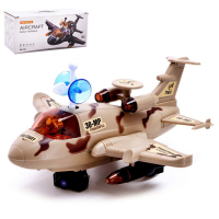 Самолет &laquo;Разведчик&raquo;, свет и звук, работает от батареек, цвет коричневый