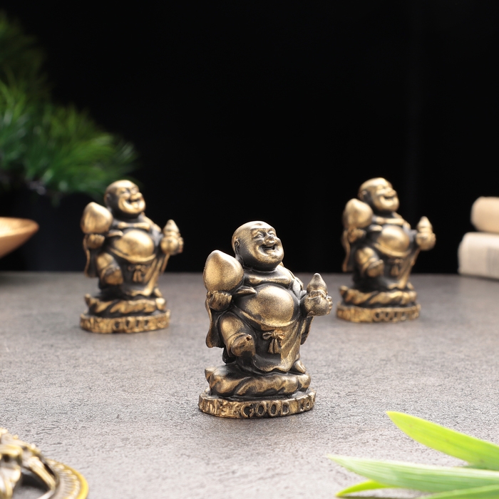 Сувенир &laquo;Хотей  на удачу", гипсобетон, 6х5х5 см, набор 3 шт, 4х3,5х6 см