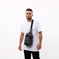 Сумка-слинг мужская из текстиля, с USB, цвет серый Сумка-слинг мужская из текстиля, с USB, цвет серый