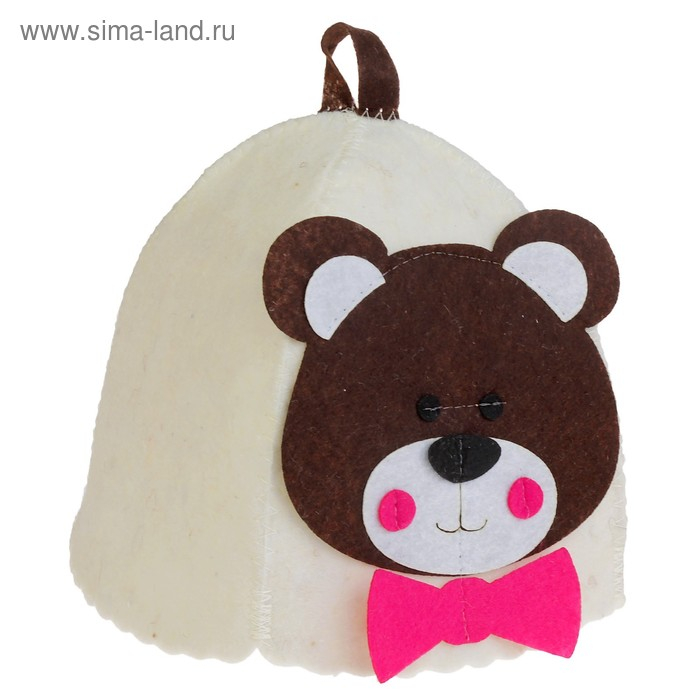 Шапка для бани с детской аппликацией Шапка для бани с детской аппликацией "Медвежонок" войлок