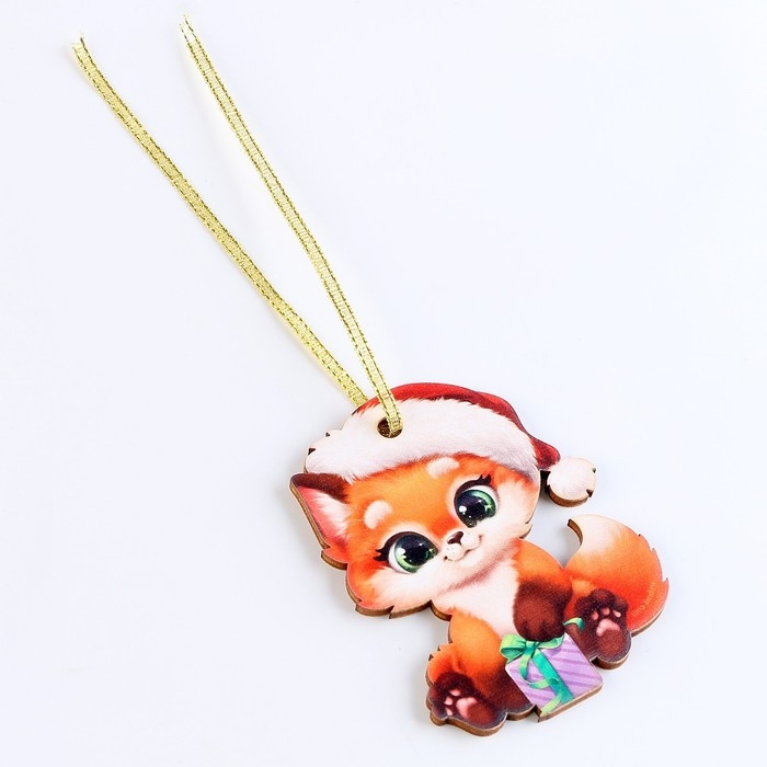 Ёлочная игрушка - подвеска деревянная &laquo;Новый год! Лисёнок&raquo;