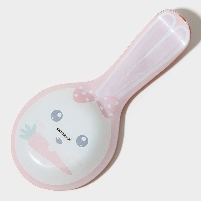 Подставка стеклянная под ложку Доляна &laquo;Зайка и морковка&raquo;, цвет оранжевый