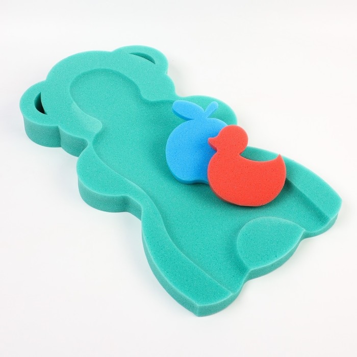 Подкладка для купания макси &laquo;Мишка&raquo;, цвет зеленый, 55х30х6см