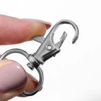 Карабин металлический, 39 &times; 24 мм / 20 &times; 2 мм, 6 шт, цвет серебряный