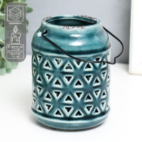 Подсвечник керамика на 1 свечу "Фонарь. Ромбы" зелёный 9х9х12 см Подсвечник керамика на 1 свечу "Фонарь. Ромбы" зелёный 9х9х12 см