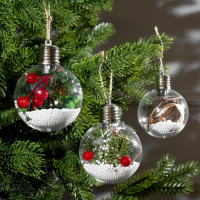 Набор ёлочных шаров &laquo;Зимний лес&raquo; 3 шт., батарейки, 1 LED, свечение белое