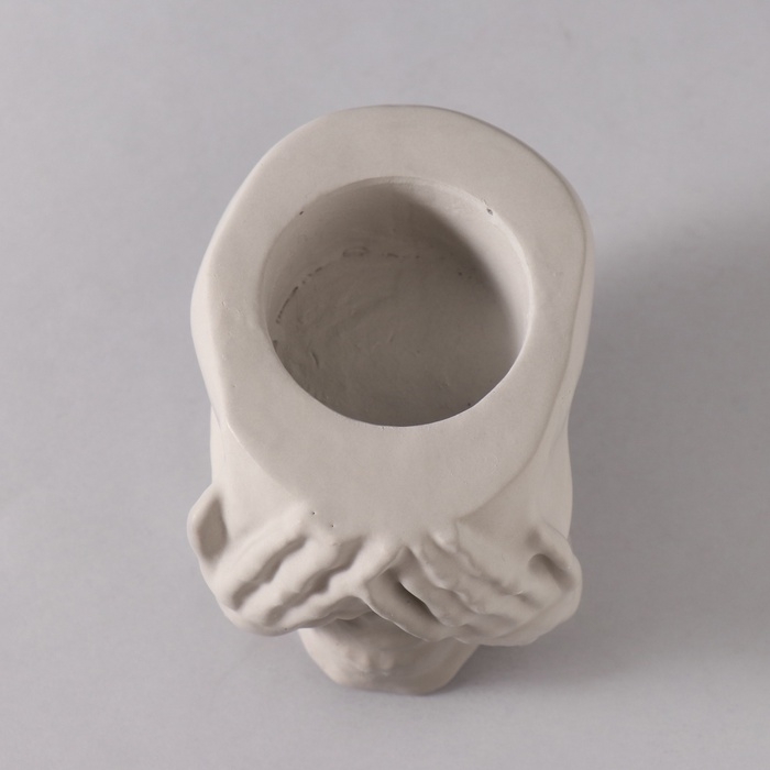 Подсвечник "Череп Прятки" 7*10см т.серый