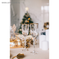 Набор бокалов хрустальных для вина &laquo;Цветок&raquo;, отводка золотом, 160 мл, 6 шт