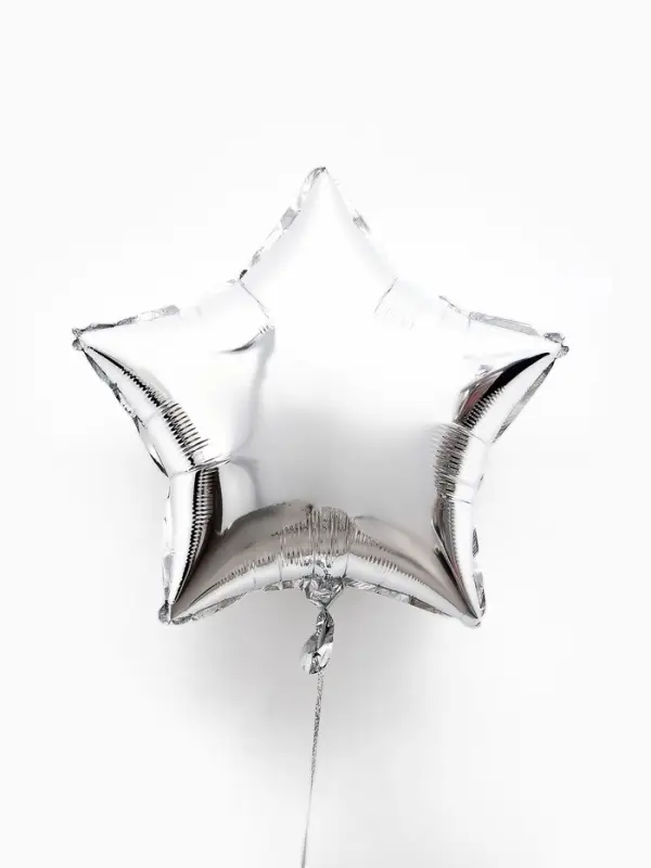 Воздушные шары фольгированные 18" "Звезда" цвет серебро,  набор 5 штук