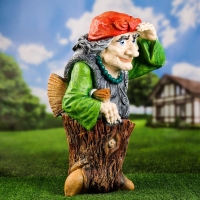 Садовая фигура из полистоуна &laquo;Баба Яга с метлой&raquo;, 55&times;30&times;34 см