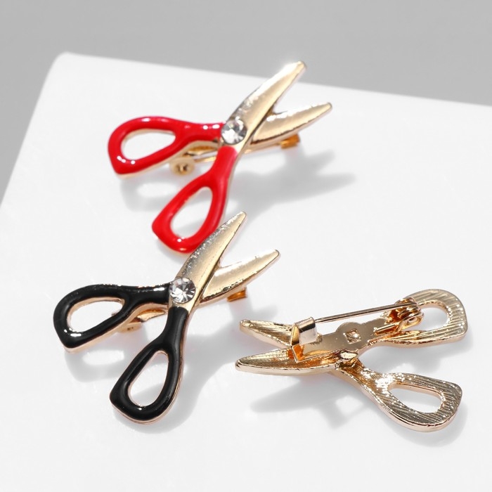 Брошь &laquo;Ножницы&raquo; мастерские, мини, цвет МИКС в золоте (неделимая фасовка 12 шт., цена за шт.)