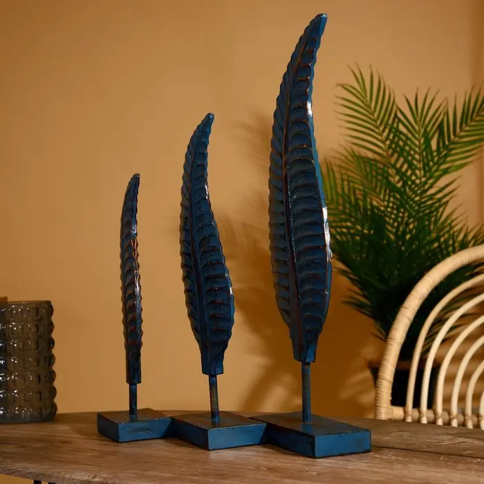 Интерьерный декор &laquo;Листья&raquo;, набор 3 шт., 50, 40, 35 см, дерево албезия