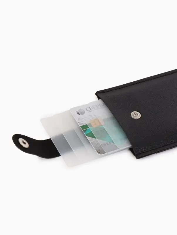 Картхолдер 7,9*0,5*10,3 см, 5 карт, на кнопке, черный