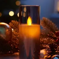 Светодиодная свеча "Серебристая" 14х5.5 см, AAx2 (не в компл.), Т/БЕЛЫЙ