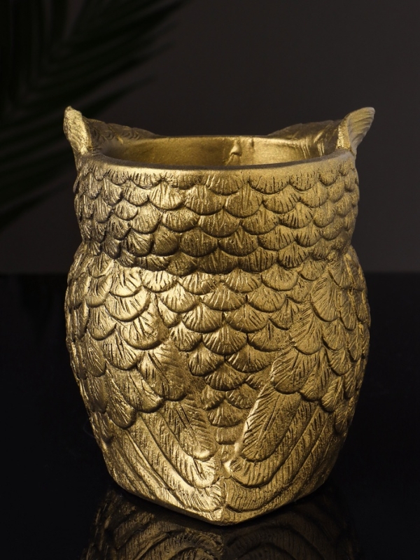 Кашпо "Совушка" 11х10х10 см, цвет латунь