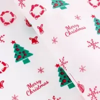 Бумага упаковочная тишью "С рождеством!", белая, 50 х 66 см