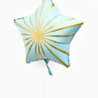 Воздушный шар фольгированный 18" звезда "Грани" цвет голубой сатин, набор 5 штук