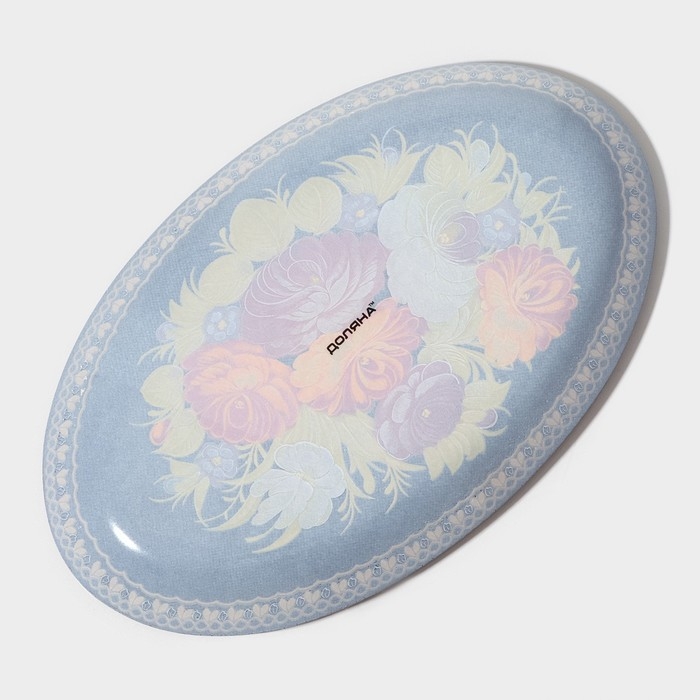 Блюдо стеклянное сервировочное овальное Доляна &laquo;Народные мотивы&raquo;, 24,5&times;15 см, цвет чёрный