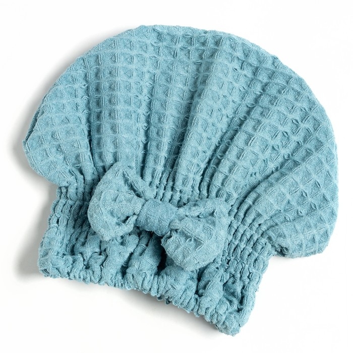 Набор для бани и ванной Этель &laquo;Вафля&raquo; полотенце 70*140 см+чалма 21*25 см, цв.синий