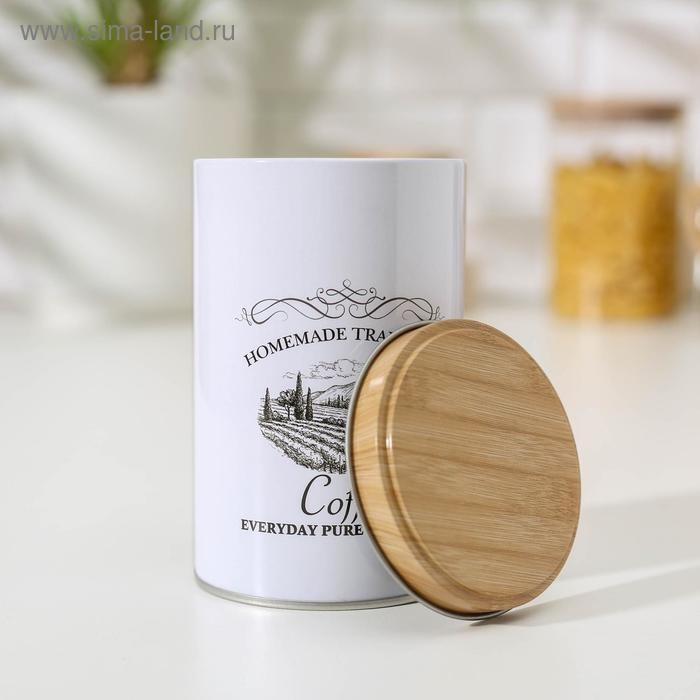 Банка для кофе &laquo;Дом и поле&raquo;, 12&times;7,5&times;7,5 см, цвет белый