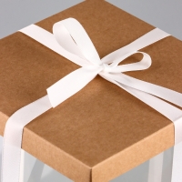 Коробка PVC, для цветов с лентой, 28 х 18 х 18 см, крафт