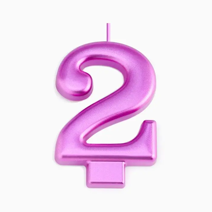 Свеча для торта &laquo;Европейская ГИГАНТ&raquo;, цифра 2, 7 см, фиолетовый металлик