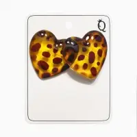 Серьги акрил &laquo;Леопард&raquo; сердце макси, цветной в серебре