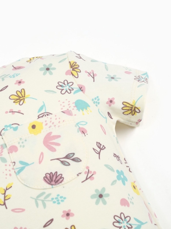 Футболка Крошка Я Flower, рост 62-68 см, бежевый