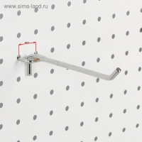 Крючок одинарный для металлической перфорированной панели, d=6 мм, L=15 см, шаг 25 мм, цвет хром