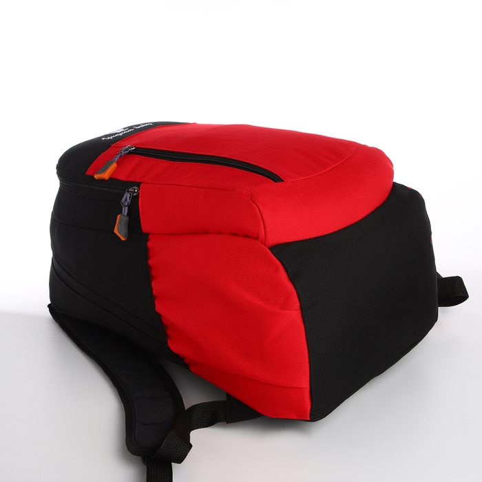 Рюкзак школьный, 2 отдела на молнии, 3 кармана, цвет чёрный/красный