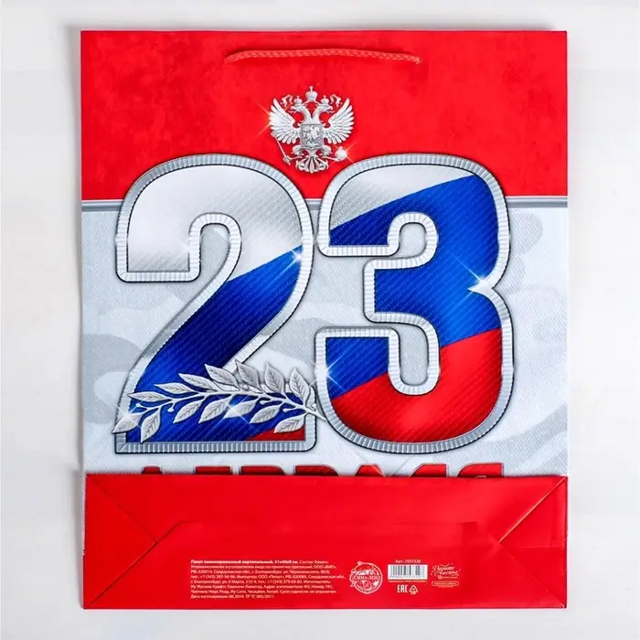 Пакет подарочный ламинированный, упаковка, &laquo;23 февраля!&raquo;, S 12 х 15 х 5.5 см