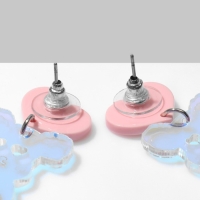 Серьги акрил &laquo;Мишки&raquo; с сердцем, цветные в серебре