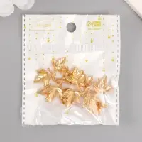 Декор для творчества металл "Веточка с тремя листиками" золото 3,6х4х0,4 см