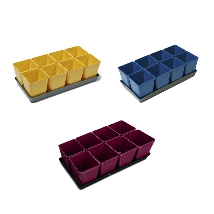 Набор для рассады: стаканы по 600 мл (8 шт.), поддон 36 &times; 18 см, цвет МИКС, Greengo