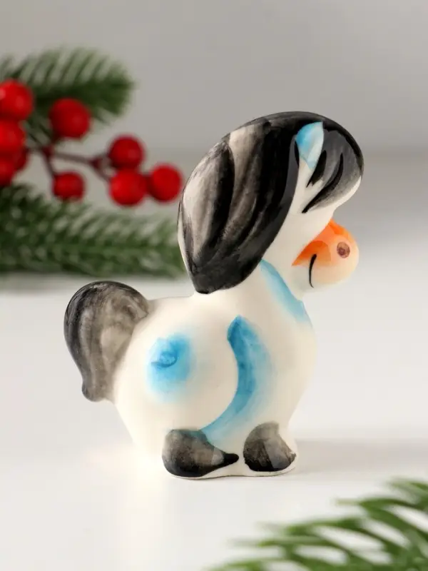 Сувенир Лошадь Василиса,8х6,5х3,5см ,гжель, цвет