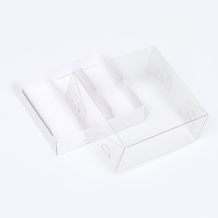 Упаковка с прозрачной крышкой под 3 эклера, белый 13,5 x 13,5 x 6 см