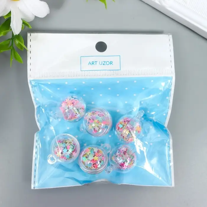 Пластиковый элемент, декоративная подвеска &laquo;Арт Узор. Шар - звёздочки&raquo;, 2.5&times;2 см