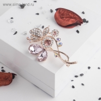 Брошь &laquo;Бабочка&raquo; бесконечность, цветная в розовом золоте