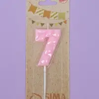 Свеча для торта &laquo;Цифра 7&raquo;, светло-розовая