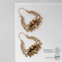 Серьги металл &laquo;Восток&raquo; лотос, цвет чернёное золото