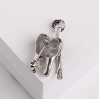 Брошь &laquo;Зуб с зеркалом&raquo;, цвет белый в серебре