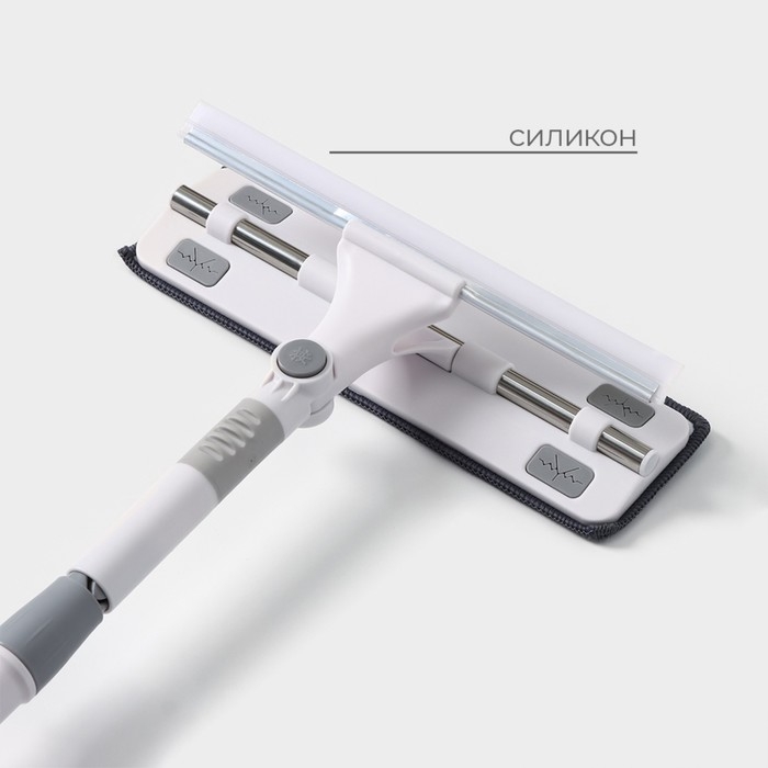 Щётка для окон Raccon, фиксатор, стальная телескопическая ручка 65(105) см, водосгон 28,5 см, насадка из микрофибры 28,5&times;8,5 см